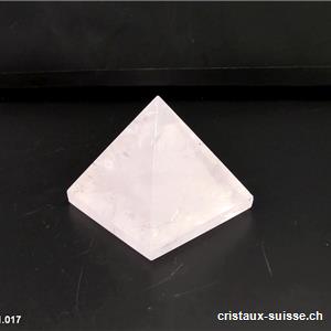 Pyramide Quartz rose très clair, base 4,3 cm x haut. 3,8 cm. Pièce unique