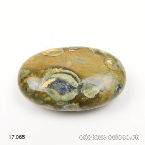 Rhyolite amazonienne brun - vert, pierre anti-stress arrondie 4,5 x 3 cm