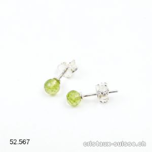Clous d'oreille Péridot facetté 4 - 4,5 mm en argent 925
