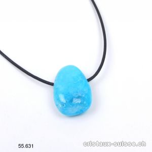 Aragonite bleue percée avec cordon cuir à nouer. OFFRE SPECIALE