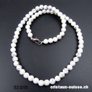 Collier Magnésite - Howlite blanche 6 mm / 45 cm