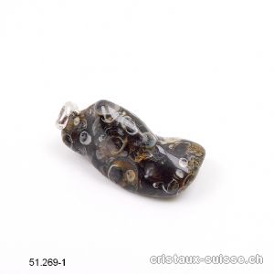 Pendentif Agate Turitelle 3 cm avec boucle argent 925. Pièce unique