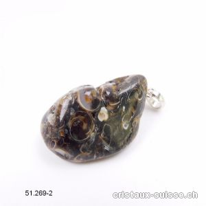 Pendentif Agate Turitelle 2,9 cm avec boucle argent 925. Pièce unique