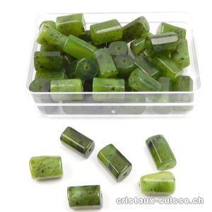 Jade Canada, tube facetté 9 - 10 x 6 - 7 mm