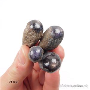 Saphir - Corindon étoilé bleu-noir-violet-doré. Long. 3,5 - 4 cm
