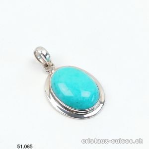 Pendentif Amazonite du Pérou 2,5 x 1,8 cm, en argent 925