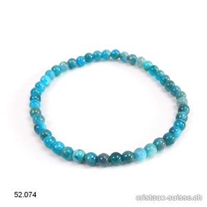 Bracelet Apatite bleue 4 mm, élastique 18 cm