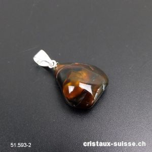 Pendentif Agate de Feu du Mexique avec boucle argent 925. Pièce unique