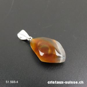 Pendentif Agate de Feu du Mexique avec boucle argent 925. Pièce unique