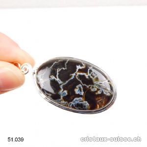 Pendentif Agate tubulaire en argent 925. Pièce unique
