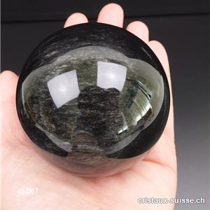 Boule Obsidienne argentée 6,8 cm. Pièce unique 405 grammes