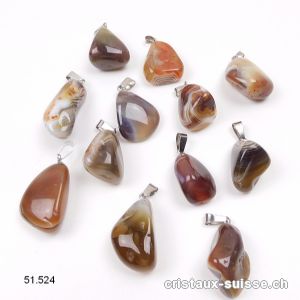 Pendentif Agate Botswana brune avec boucle métal. Offre Spéciale