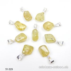 Pendentif Apatite jaune - vert 1 - 1,5 cm avec boucle argent 925. RARETÉ