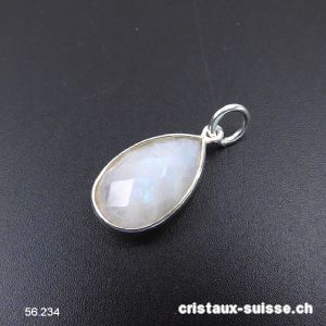 Pendentif Pierre de Lune arc-en-ciel, Goutte en argent 925