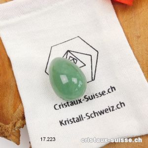 1 Oeuf YONI Aventurine verte 3 x 2 cm, Taille S. Non percé