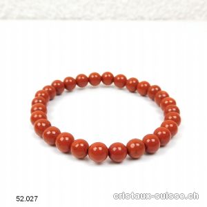 Bracelet Jaspe rouge 6,5 mm, élastique 17,5 - 18 cm. Taille SM