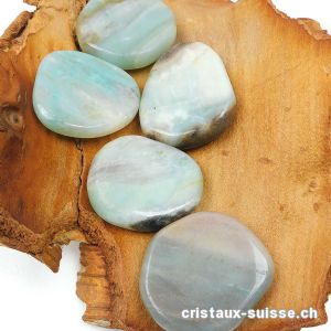 Amazonite multicolore plate 4 x épais. 1 cm / 24 à 29 Grammes. Taille M-L. OFFRE SPECIALE
