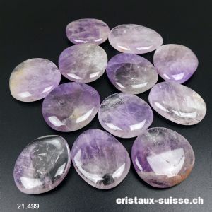 Améthyste - Cristal de roche, plate 3,5 - 4,5 cm. Taille M à XL