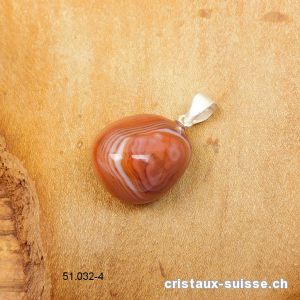 Pendentif Agate brune orbiculaire et boucle argent 925. Pièce unique