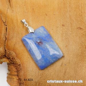 Pendentif Quartz bleu Cabochon avec clip en métal amovible