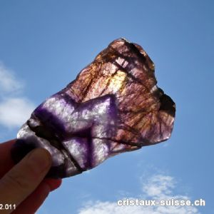 Améthyste -Super Seven, tranche polie avec support. Pièce unique 116 grammes