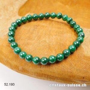 Bracelet Malachite foncée 6 mm, élastique 18,5 - 19 cm. Qual . A