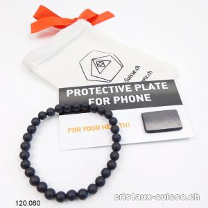 Set Protection - Plaquette Schungite et Bracelet Onyx noir MAT 6 mm / 18 cm