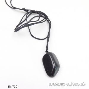 Pendentif Schungite 2,3 à 2,8 cm avec boucle métal et cordon en coton à nouer