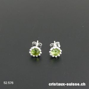 Clous d'oreille Péridot 8 mm en argent 925