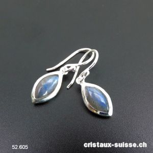 Boucles d'oreilles Labradorite Navette en argent 925. OFFRE SPECIALE