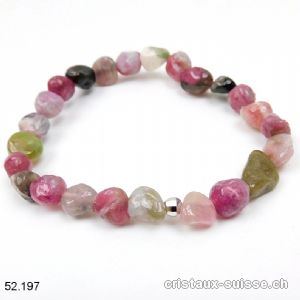 Bracelet Tourmaline toutes couleurs 5 - 7 mm, élastique 18 cm