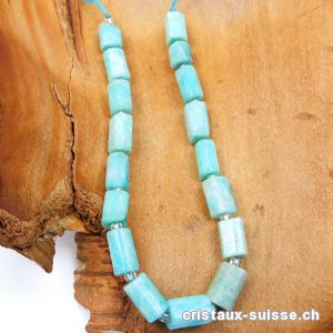 Demi-Rang Amazonite, tubes percés 6 - 11 x 5 - 7 mm / 16 perles