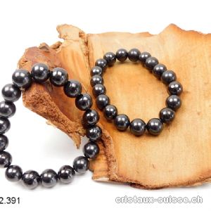 Bracelet Schungite satinée 10 mm, élastique 18,5 cm. Taille M