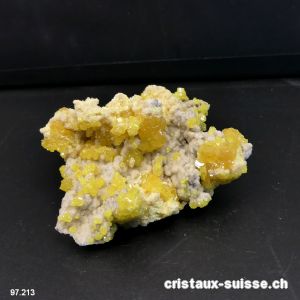 Soufre de Sicile et aragonite. Pièce unique 65 grammes