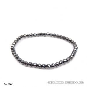 Bracelet Hématite facettée 4 mm / 18,5-19 cm. Taille M-L