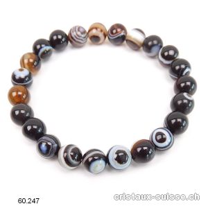 Bracelet Agate Oeil de Shiva 8 mm / 18 cm