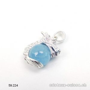 Pendentif Aigue-Marine DRAGON en argent 925