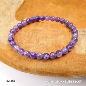 Bracelet Améthyste 6,5 mm, élastique 19,5 cm. Taille L