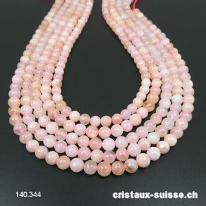 Rang Morganite rose - Quartz rose 6,5 mm / 39 cm, env. 60 boules