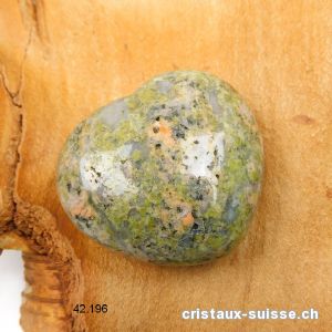 Coeur Unakite - épidote 4,5 x 4 x 2,3 cm, bombé. Pièce unique