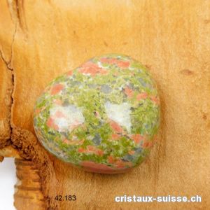 Coeur Unakite - épidote 4,5 x 4 x 2,3 cm, bombé