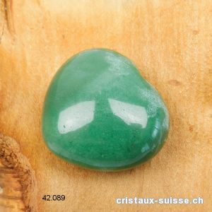 Coeur Aventurine verte 4,5 x 4 x 2,3 cm, bombé. Pièce unique