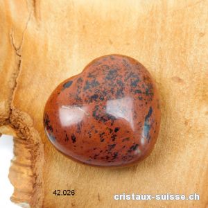 Coeur Obsidienne acajou 4,5 x 4 x 2,3 cm, bombé