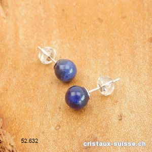 Clous d'oreille Sodalite, boule 6 mm en argent 925