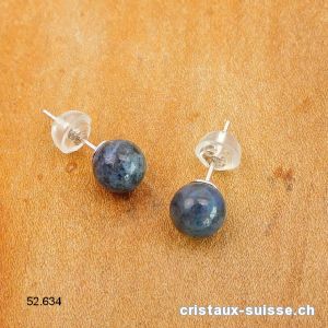 Clous d'oreilles Dumortiérite boule 6 mm en argent 925