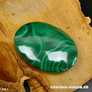 Malachite, galet 7 x 5 x 1,6 cm. Pièce unique