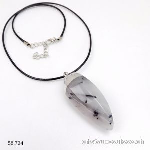 Pendentif Tourmaline - Quartz 4,5 à 5,5 cm avec collier en Lederlook. Offre Spéciale