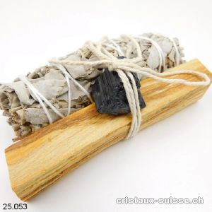 Lot Sauge Blanche Californie, Palo Santo, Tourmaline noire brute