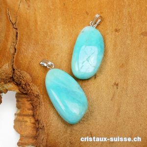 Pendentif Amazonite du Brésil 2,8 cm, boucle argent 925