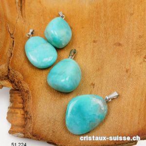 Pendentif Amazonite du Brésil 2 - 2,5 cm, boucle argent 925